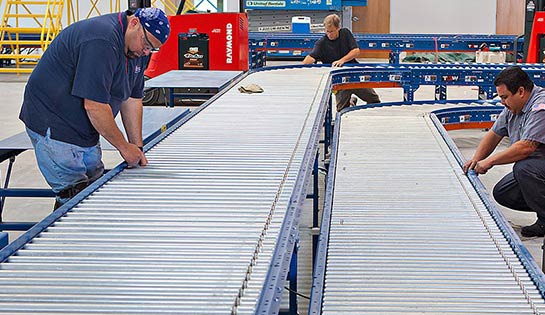 Warehouse conveyor, roller conveyor system